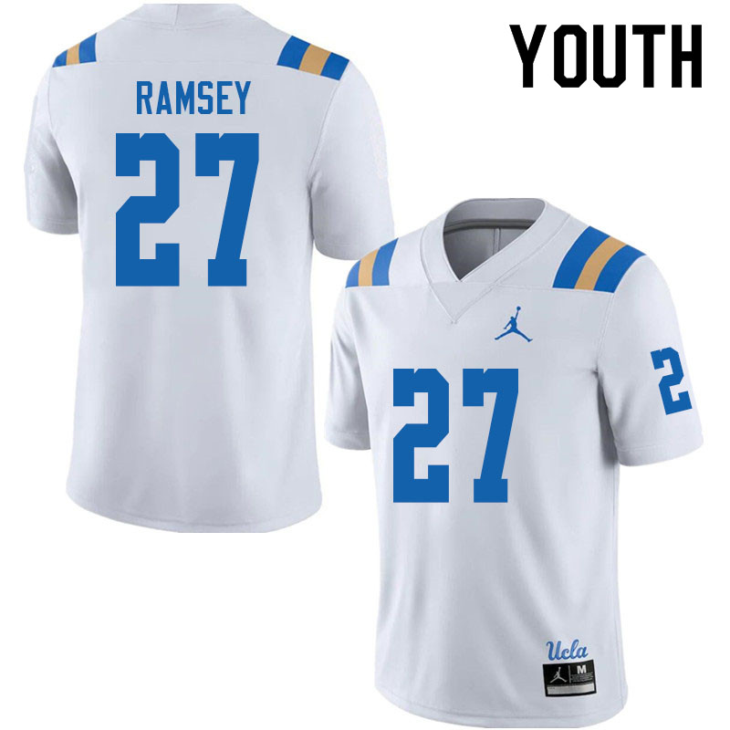 Jordan Brand Youth #27 Kamari Ramsey UCLA Bruins College Football Jerseys Sale-White - Click Image to Close